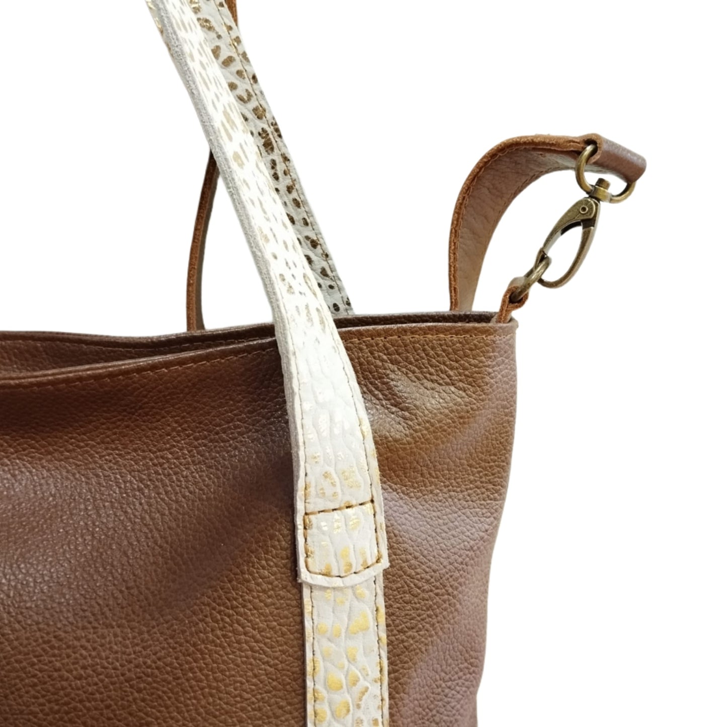CARTERA TOTE COMBINADA METALIZADO