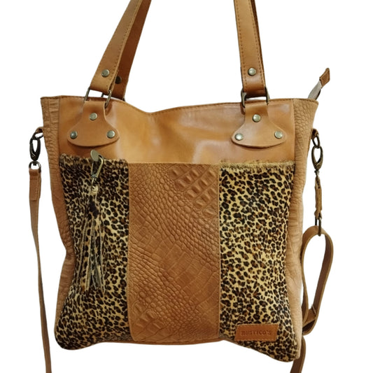 CARTERA COMBINADA CUERO CON PELO PRINT LEOPARDO