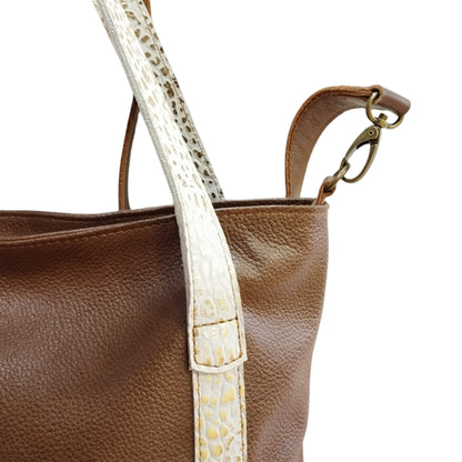 CARTERA TOTE COMBINADA METALIZADO