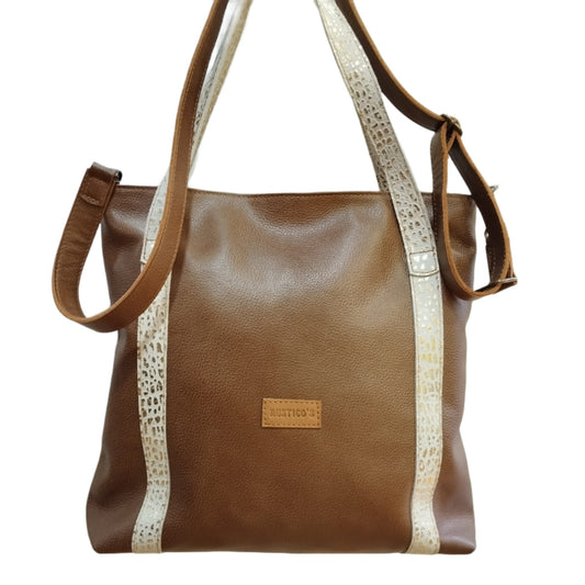 CARTERA TOTE COMBINADA METALIZADO