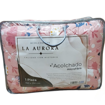 ACOLCHADO 1 PLAZA CONEJITOS EN ROSA